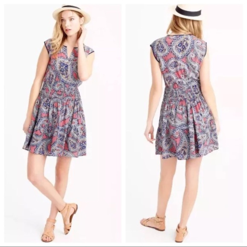 J. Crew Silk Smocked-Waist Dress Size SP